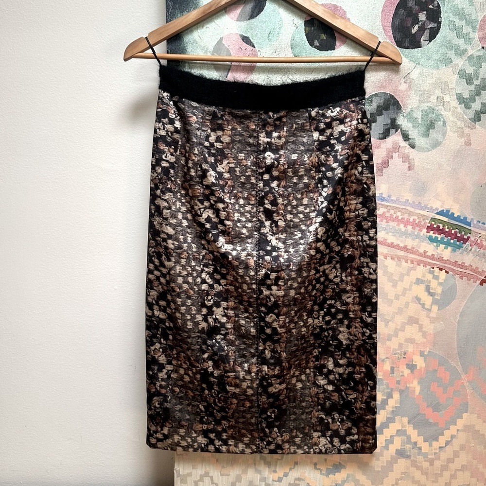 Giambattista Valli Y2K Vintage Silk and Cashmere Printed Patterned Pencil Skirt